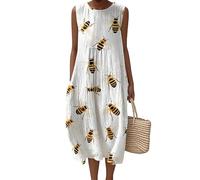 LuzoyaoLZY Women's Insect 3D Printed Long Beach Dress Bee Butterfly Lizard Fish Alpaca Sleeveless A-Line Bohemian Summer Vacation Dresses