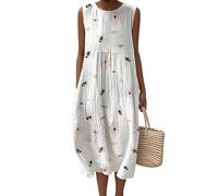 LuzoyaoLZY Women's Insect 3D Printed Long Beach Dress Bee Butterfly Lizard Fish Alpaca Sleeveless A-Line Bohemian Summer Vacation Dresses