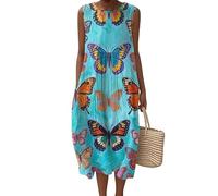 LuzoyaoLZY Women's Insect 3D Printed Long Beach Dress Bee Butterfly Lizard Fish Alpaca Sleeveless A-Line Bohemian Summer Vacation Dresses