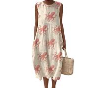 LuzoyaoLZY Women's Insect 3D Printed Long Beach Dress Bee Butterfly Lizard Fish Alpaca Sleeveless A-Line Bohemian Summer Vacation Dresses