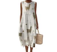 LuzoyaoLZY Women's Insect 3D Printed Long Beach Dress Bee Butterfly Lizard Fish Alpaca Sleeveless A-Line Bohemian Summer Vacation Dresses