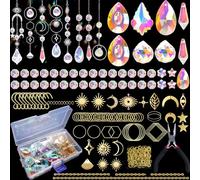 Luzoybo 240PCS DIY Sun Catchers Making Kits for Adults, Crystal Suncatchers Kit with Colourful Prism Pearl Rainbow Maker for Windows, Hanging, Indoor, Outdoor, Garden Decor (Gold)