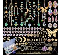 Luzoybo DIY Sun Catchers Making Kits Crystal Suncatchers Kit with Colourful Prism Pearl Rainbow Maker for Windows, Hanging, Indoor, Outdoor, Garden Decor (Gold-500pcs)