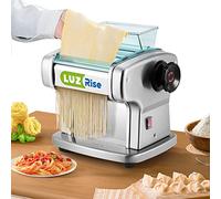 Luzrise Electric Pasta Maker Automatic Noodle Machine Fresh Pasta Dough Roller Stainless Steel(2 Blades for 2.5mm Round&4mm Flat Noodle,9 Thickness Settings 0.5mm-5mm,Family Use, Output 10LBS/H,135W)