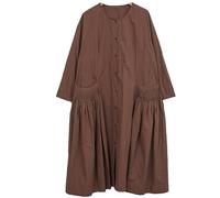 LUZU JUNU Elevate Your Wardrobe: Must-Have Plus-Size Long Solid Color Coat for Effortless Style, Rust, One size