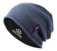 Lvaiz Hats Lvaiz Mens Winter Beanie Hat Warm Fleece Lined Skull Cap for Men Reversible Women Windproof Watch Hat Knit Warm Unisex Beanie, Blue Grey+Grey, One Size