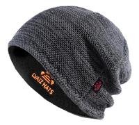 Lvaiz Hats Mens Winter Beanie Hat Warm Fleece Lined Skull Cap Reversible Women Windproof Watch Hat Knit Warm Unisex Beanie, Mixed Grey+black, One Size