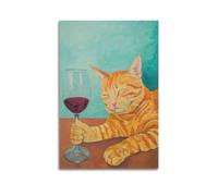 Lvalogy Animal Drunk Cat On The Table Art Poster