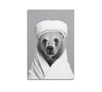 Lvalogy Animal Funny Bear Wearing A Bathrobe Art Poster