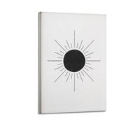 Lvalogy Black Sun Minimalist Sunlight Boho Framed Canvas Wall Art