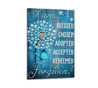 Lvalogy Dandelion I Am Blessed Chosen Adopted Framed Canvas Wall Art