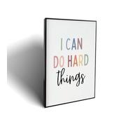 Lvalogy I Can Do Hard Things Pastel Script Print Framed Canvas Wall Art | PS Frame Solid Wood Inner Stretcher Premium Canvas Print for Living Room Bedroom Home Decor16x24inch