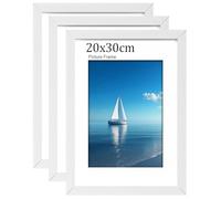LVAOUO 3Pack 20x30 Picture Frames, Wooden Photo Frame 20 x 30cm, Versatile Frame White, Display, Landscape or Portrait Orientation-with Plexiglass and Stand, Wall-Mount & Desk