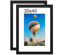 LVAOUO 40x30 Wooden Picture Frames Set, 2-Pack, 11.8x11.4 inch Versatile Black A3 Frame, Supports Landscape or Portrait Orientation, with Plexiglass and Stand, Wall-Mountable and Desk-Ready
