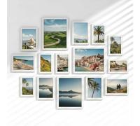 LVAOUO Set of 15 Picture Frames，Photo Frames Multiple Pictures，Three A4,Six 5 x 7 Inches(13 x 18 cm), Six 4 x 6 Inches(10 x 15 cm), Wooden Material for Family DIY Photos，Black