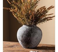 Lvases Rustic Distressed Large Ceramic Vase, Terracotta Pottery Tall Decorative Vases, Concrete Vases Clay Stone Antique Big Vase for Home Decor (Round 8.6 in X 8 in)