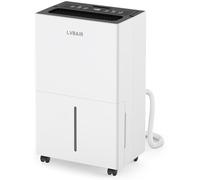 LVBAIR 20L/Day Compressor Dehumidifier for Home, Energy-Efficient Quiet Portable Model with Smart Humidity Control, Auto Defrost, Continuous Drain & 24H Timer for Bedroom, Bathroom, Laundry, Basement