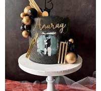 lvbeybc Cricket Cake Toppers, 4 Pieces: Cricket Bat & Ball, Wicket, Gold