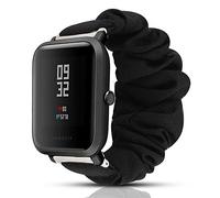 Compatible for Amazfit BIP Bands, LvBu Fabric Elastic Scrunchie Elastic Watch Band Women Cute Replacement Straps Compatible for Amazfit BIP smartwatch (Black)