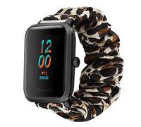 LvBu Compatible for Amazfit Bip S Band, Fabric Elastic Scrunchie Elastic Watch Band Women Cute Replacement Straps Compatible with Amazfit Bip S Smartwatch (Leopard)