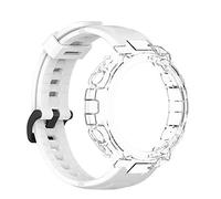 lvbu Compatible for Amazfit T-Rex Band, Classic Silicone Replacement Band Compatible with Amazfit T-Rex Smartwatch (White Band+Transparent Case)