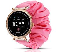lvbu Compatible for Fossil Sloan HR Band, Fabric Elastic Scrunchie Elastic Watch Band Women Cute Replacement Straps for Fossil Women's Gen 4 Sloan HR Smartwatch (Pink)