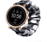 lvbu Compatible for Fossil Sloan HR Band, Fabric Elastic Scrunchie Elastic Watch Band Women Cute Replacement Straps for Fossil Women's Gen 4 Sloan HR Smartwatch (Grid)
