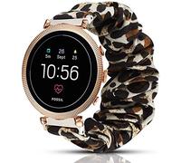 lvbu Compatible for Fossil Sloan HR Band, Fabric Elastic Scrunchie Elastic Watch Band Women Cute Replacement Straps for Fossil Women's Gen 4 Sloan HR Smartwatch (Leopard)
