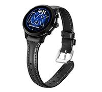 lvbu Compatible for Michael Kors MKGO Bands, Slim Genuine Leather Band Replacement Accessories Strap Compatible for Michael Kors Access MKGO Smartwatch (Black)