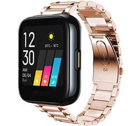 lvbu Compatible for Realme Watch Band, Quick Release Stainless Steel Metal Replacement Straps Compatible for Realme Watch Smartwatch (Rosegold)