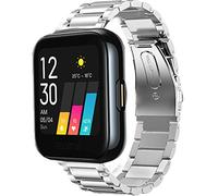 lvbu Compatible for Realme Watch Band, Quick Release Stainless Steel Metal Replacement Straps Compatible for Realme Watch Smartwatch (Silver)