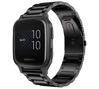 Compatible with Garmin Venu Sq Bands, Lvbu Stainless Steel Metal Replacement Strap Bracelet Compatible with Garmin Venu Sq Smartwatch (Black)