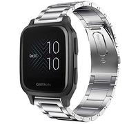 LvBu Compatible with Garmin Venu Sq Bands, Stainless Steel Metal Replacement Strap Bracelet Compatible with Garmin Venu Sq Smartwatch (Silver)