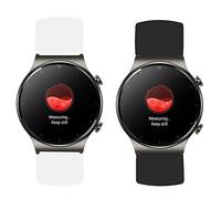 lvbu Compatible with Huawei Watch GT 2 Pro, Silicone Replacement Wristbands Sport Strap with Metal Buckle Compatible with Huawei Watch GT 2 Pro Smartwatch (Black+White)