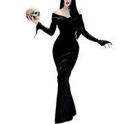 LVCBL Empire Waist Women's V Neck Vampire Long Sleeve Maxi Wednesday Addams Evening Gowns XS Black