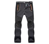 LVCBL Men's Waterproof Softshell Fleece Lined Quick Dry Outdoor Lightweight Trousers Dark Gray 2XL