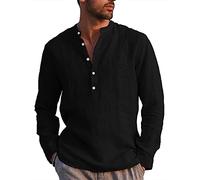 LVCBL Plus Size Henley Men's Casual Shirt Normal Belonged Office Black 3XL