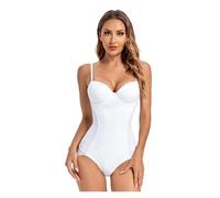 LVCHAO Dark Red Thong Bodysuit Body Shaper Strappy Bralette Bras for Women Sexy Bra Black Lingerie With Underwire Cup Shapewear(White,S)