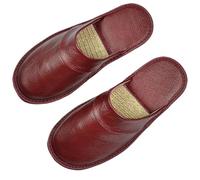 LVCHAO Mens Slippers Leather Slippers Homes In Indoor Slipper Spring Autumn Summer Men Women Elderly Non-slip Casual Single Slides Shoes(Red2,26 fits 38-39 yards.)