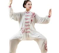 LVCHAO Unisex Tai Chi Taiji Kung Fu Uniforms Embroidery Clothing Shaolin Wushu Morning Exercise Costumes for Men Women(Color 1,XXXL)