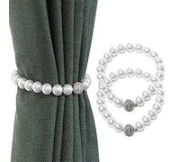 Lvcky 2 Pack White Pearl Magnetic Curtain Clips, Simple and Elegant Modern Style Curtain Tiebacks Holdbacks, Suitable for Most of Curtain