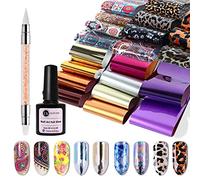 LvDon LTD Nail Art Transfer Foil Wraps Nail Foils Glue Adhesive from Dotcom living with Silicon Nail Pen Mixed Decal Stickers in 50PCS DIY Kit Set UV LED Lamp Required Soak Off Tips Manicure