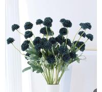 LVEFIT 10 Pcs Emerald Green Kiku Flower Fake Mums Long Stem Flowers,Faux Kiku Flower Bulk,Silk Flowers Mini Chrysanthemum Floral Arrangements,Artificial Flowers Chrysanth Mini Fake Flower