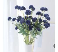 LVEFIT Fake Mums Long Stem Flowers,Faux Kiku Flower Bulk,Silk Flowers Mini Chrysanthemum Floral Arrangements,Artificial Flowers Chrysanth Mini Fake Flower (Navy Blue, 10 Pcs Kiku Flower)