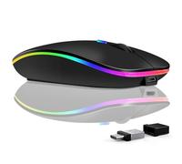 Lveheay LED Wireless Mouse for Laptop, Rechargeable Bluetooth Mouse with BT5.0 and USB-A & USB-C 2-in-1 Dual Receiver, 1 Compatible with TypeC and USB Port Devices/MacBook Pro/Air/iPad/Laptop