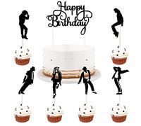 LVEUD Dance King Happy Birthday Cake Topper Forever God Art Dance Theme Birthday Cake Topper Birthday Party Cake Decorations (7pcs)