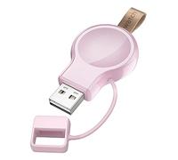 LVFAN Wireless Charger for Apple Watch, Portable USB Charger for iWatch, Travel Cordless Charger with Light Weight Magnetic Quick Charge for Apple Watch Series 8/7/6/5/4/3/2/1/SE/Ultra (Pink)