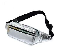 LVFXQRXO waist bag Shiny Waist Bag Fashion Waterproof Waist Bag with Adjustable Waistband for Women Travel Festival Party Sports Running Hiking-Silver