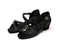 Lvguang Girls&Womens Latin Shoe Standard Salsa Performance Ballroom Dance Shoes Low Heels Satin Latin Zapatos de Baile de Práctica for Beginners
