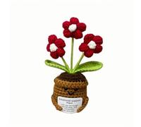 Lvguang Handmade Crochet Mini Potted Plant - Uplifting Pocket Hug with Affirmation Card, Positive Desk Decor & Motivational Gift for Home Office Travel